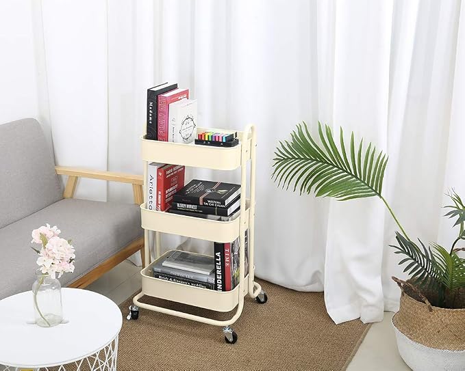 Melody House 3-Tier Metal Mesh Utility Rolling Cart Storage Organization Cart - Image 2
