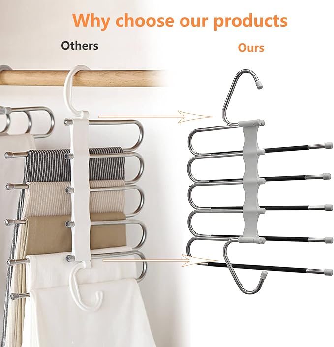 Upgrade Azeroth Pants Hangers 4 Pack Space Saving S-Type Stainless Steel - Image 5