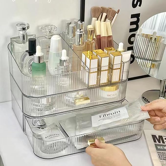 MIUOPUR Makeup Organizer with Stackable Drawers, Bathroom Vanity Organizers and - Image 9