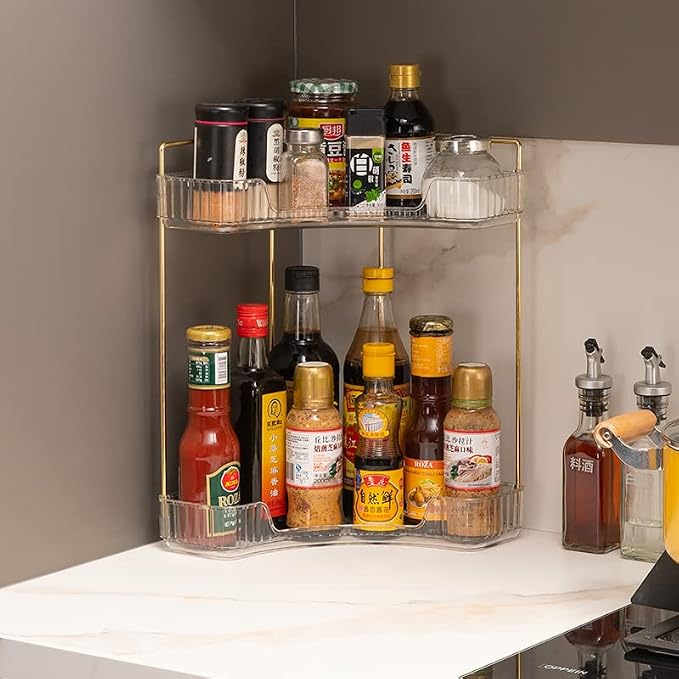2-Tier Corner Bathroom Counter Organizer – Classic Storage Shelf - Image 6