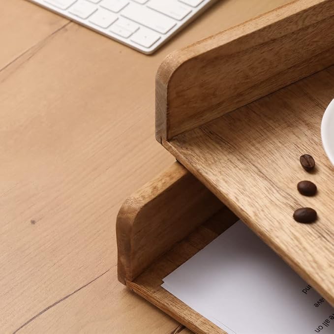 Wood Stackable Paper Trays for Office Supplies and Accessories - Image 9