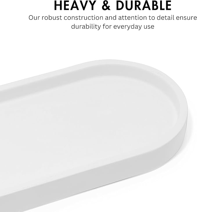 Matte White Round Soap Dispenser Tray, 8” Soap and Lotion Bottle Tray Organizer - Image 3