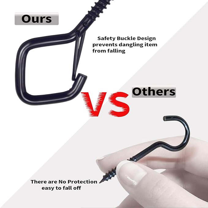 100 PCS Black Eye Screw Hooks for Hanging Heavy Duty - Image 6