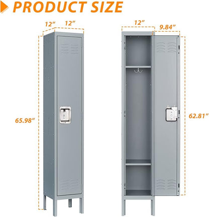 Metal Locker for Home, Dressing Room, 65.98" Steel Storage Lockers for Employees - Image 3