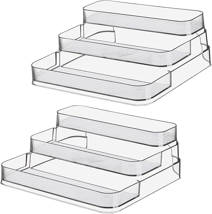 2pcs Acrylic Rack, No Assembly Clear 3 Tier Condiment Bottle Shelf Vanity by Zilphoba