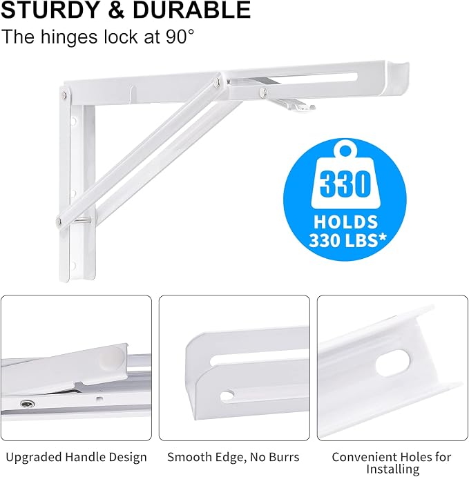 YUMORE Folding Shelf Brackets, 16 Inch Heavy Duty Collapsible Shelf Bracket - Image 4