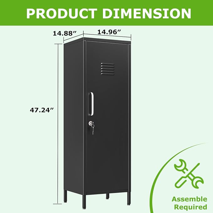 PAOFIN 47" Metal Storage Locker, Lockable Employees Metal Locker - Image 3