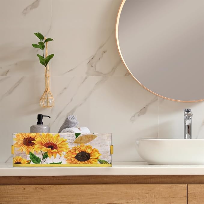 Sunflower Bright Letters Bathroom Storage Basket, Foldable - Image 6