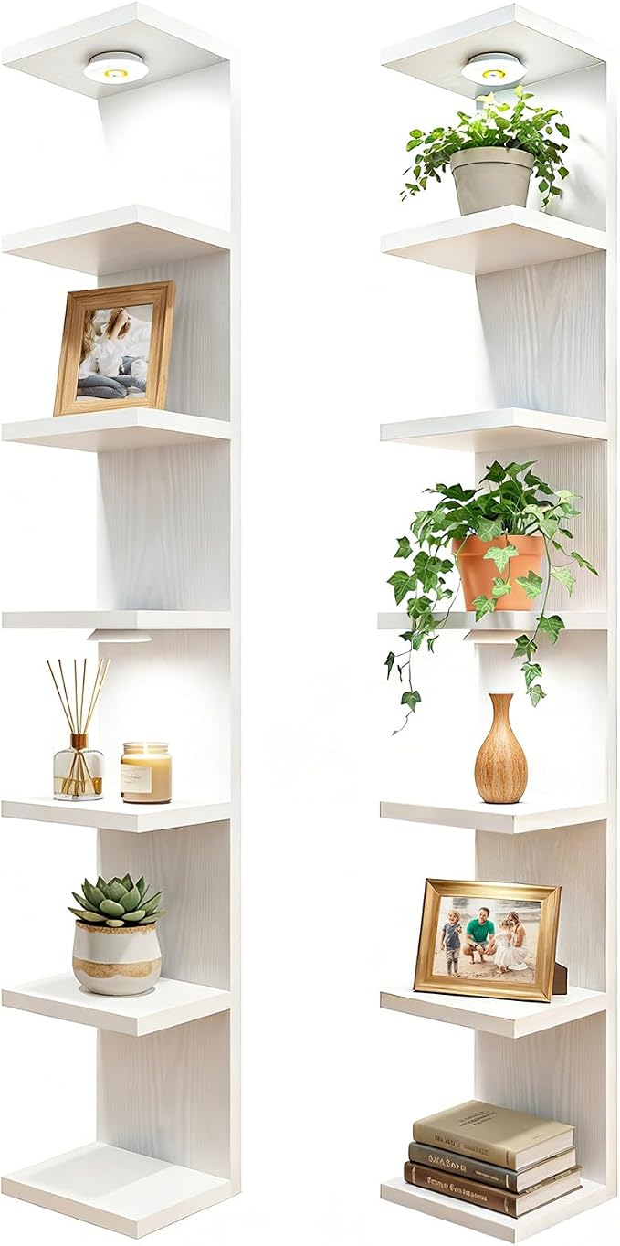Fixwal 7 Tier Wall Mounted Shelf Set of 2 White Lack Wall Shelf by Fixwal