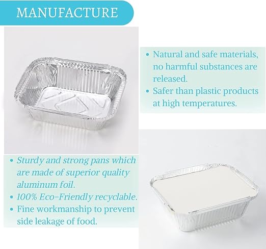 1 Lb Small Aluminum Pans with Lids Tin Foil Pans Disposable Cookware- Cardboard - Image 5
