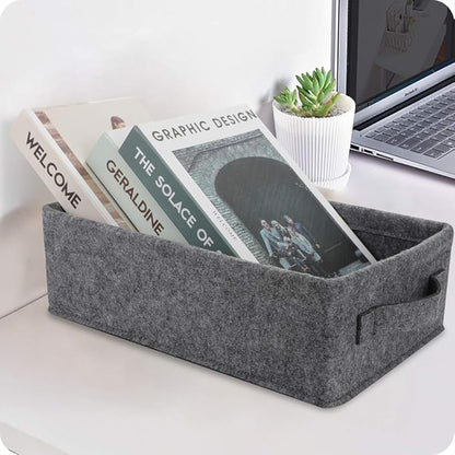 Small Basket Shallow Storage Baskets Felt Storage Basket Bin Long Narrow Basket - Image 2