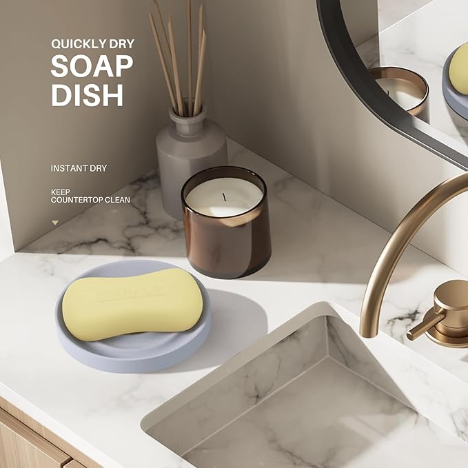 Diatomite Soap Dish, 2 Pack Water Absorbent Stone Soap Dish Holder, Quick Dry - Image 5