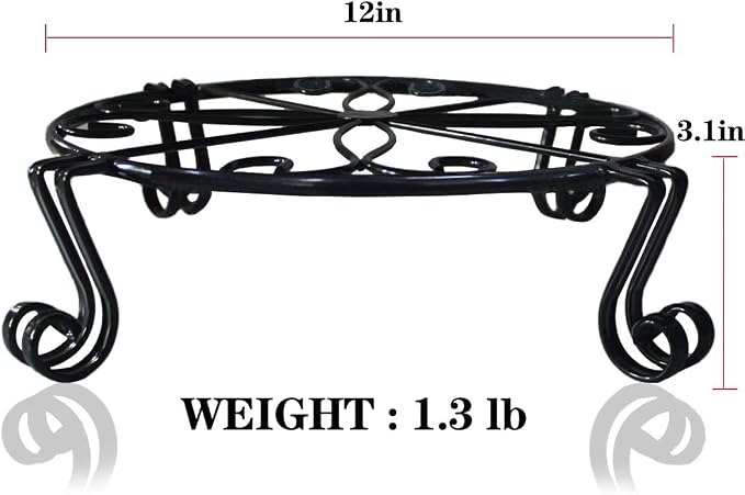 2 Pack 12"x3.1" Black Plant Stand - Image 3