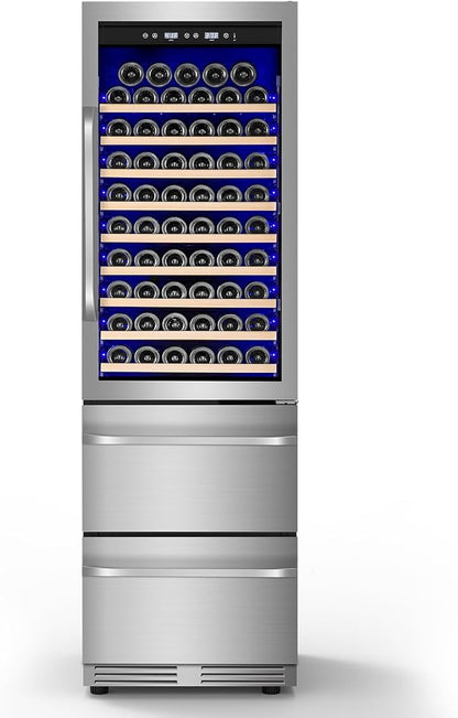 24 Inch Wine and Beverage Refrigerator, 2 IN 1 Dual Zone Drawer Beverage Fridge - Image 9