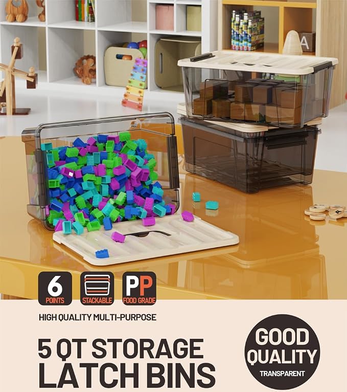 WYT Small Clear 5-Quart Plastic Storage Container Bin - Image 5