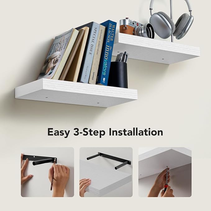 AMADA HOMEFURNISHING Floating Shelves Wall Mounted, 15 x 7 Inch Wall Shelves - Image 6