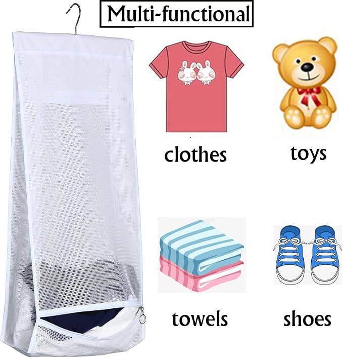 Jelier Hanging Mesh Laundry Basket, Collapsible Fabric Laundry Hamper - Image 4