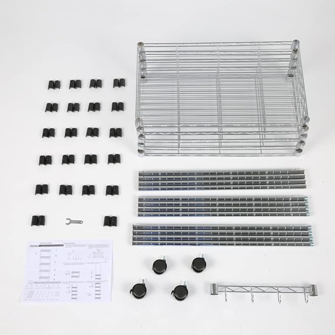 Homdox 5 Tier Steel Wire Shelving Unit on Wheels, Chrome Shelves - Image 9