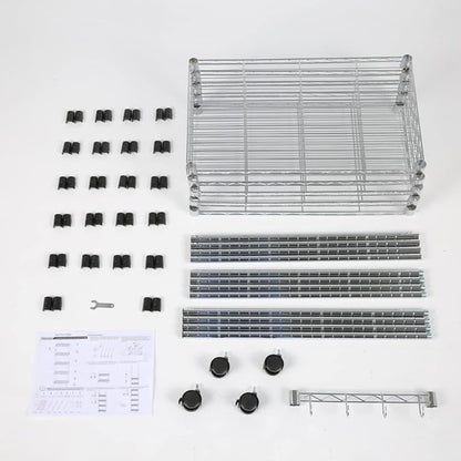 Homdox 5 Tier Steel Wire Shelving Unit on Wheels, Chrome Shelves - Image 9