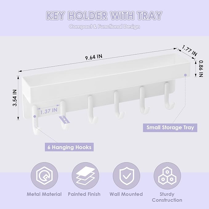 VIS'V Key Holder Wall Mount, Adhesive Key Rack - Image 5