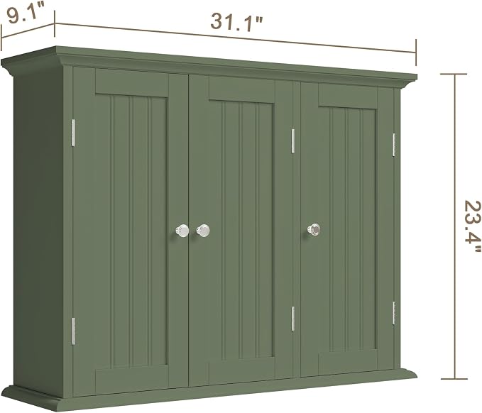 ChooChoo Laundry Cabinet with 3 Doors and Adjustable Shelves | 9.06"D x 31.1"W - Image 3