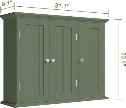 ChooChoo Laundry Cabinet with 3 Doors and Adjustable Shelves | 9.06"D x 31.1"W - Image 3
