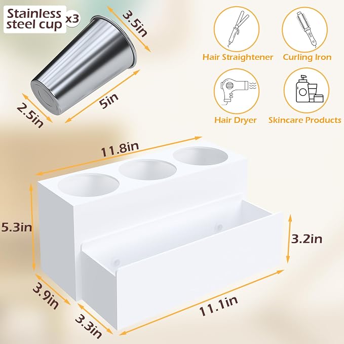 Hair Tool Organizer, Detachable Acrylic Hair Dryer Holder - Image 4