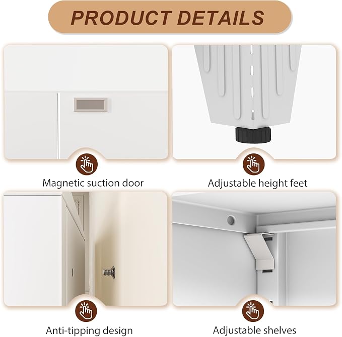 75" White Metal Storage Cabinet - Image 5