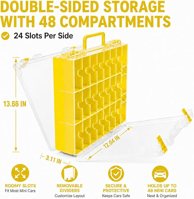 Toy Car Storage Case for Hot Wheels for Matchbox Cars, 48-Slot Organizer | - Image 7