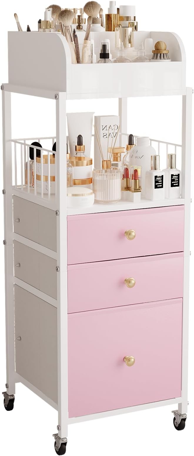 Makeup Organizer Cart with Drawers, Make up Organizers by ZQUYAJ