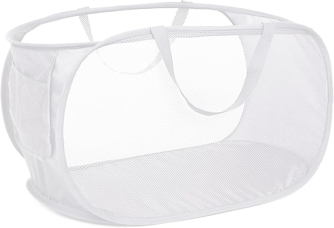 Strong Mesh Pop Up Laundry Basket, Collapsible Laundry Hamper by Bemkoo
