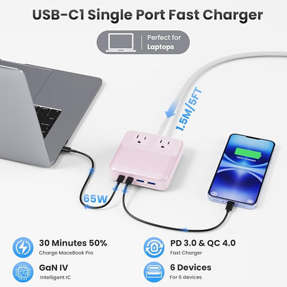 USB C Charger Block, 135W GaN IV Fast Charging Station Hub, 6-in-1 USB C Power - Image 5