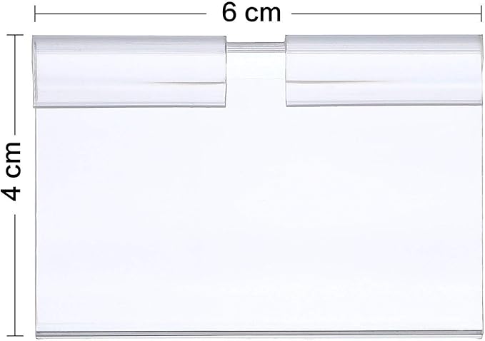 Pack of 60 Clear Plastic Label Holder, Double Hook Wire Shelf Retail Price Tag - Image 2