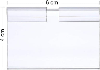 Pack of 60 Clear Plastic Label Holder, Double Hook Wire Shelf Retail Price Tag - Image 2
