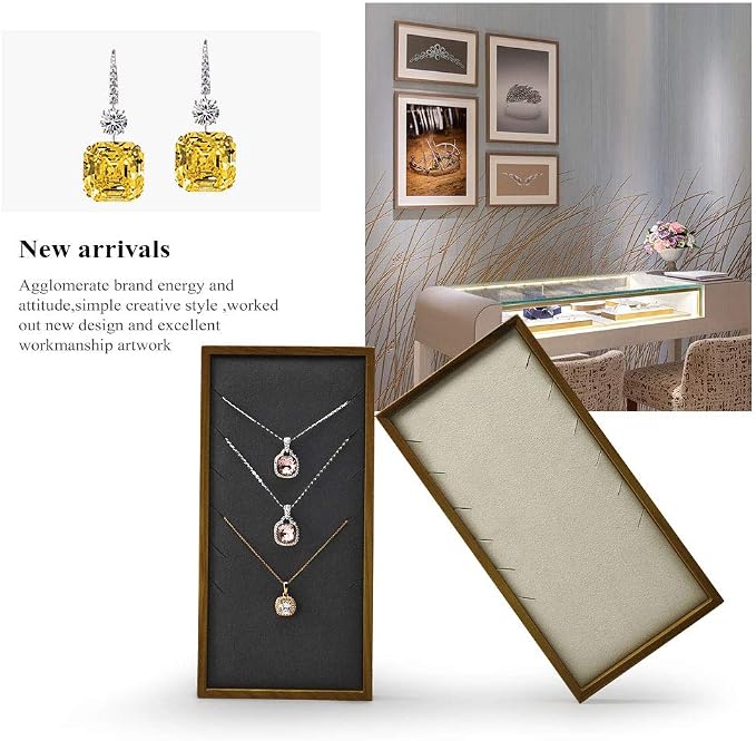 Oirlv Solid Wood Necklace Display Tray Jewelry Showcase Organizer - Image 2