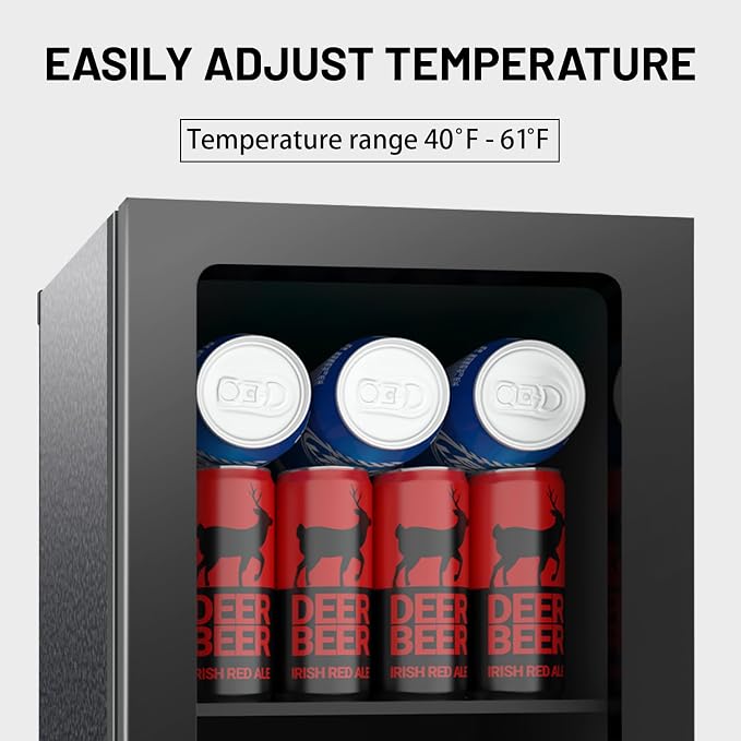 24 Can Mini Beverage Fridge, 0.9 Cu.Ft Compact Drink Refrigerator - Image 3