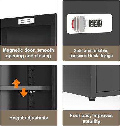 Metal Locker Cabinet 34.6", Lock & Adjustable Shelf, Secure Dial Lock, - Image 8
