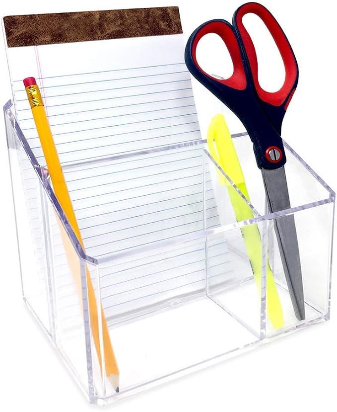 Isaac Jacobs Clear Acrylic 3-Compartment Organizer, Remote Holder & - Image 3
