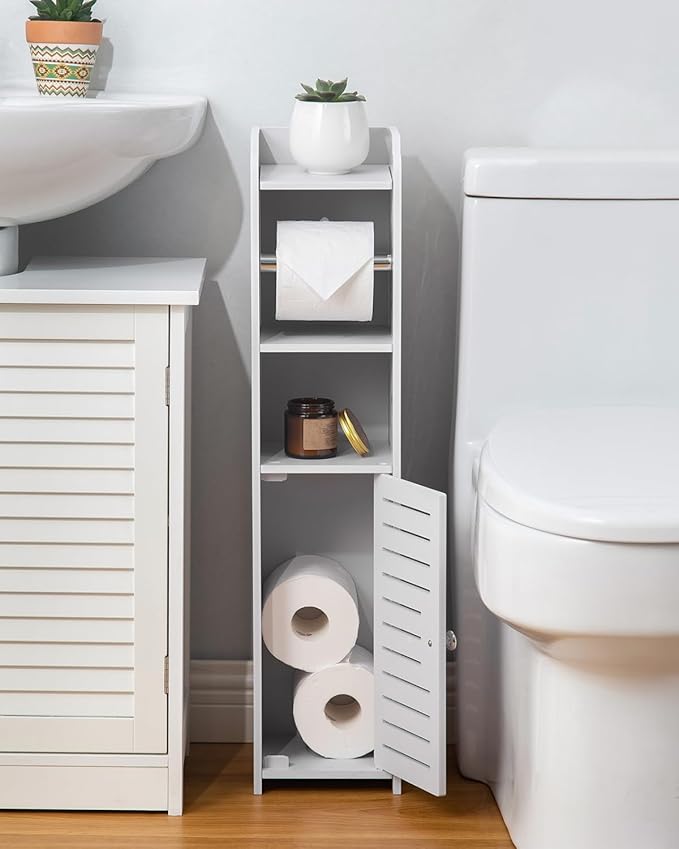 AOJEZOR Toilet Paper Holder Stand: Small Space Bathroom Storage - Image 3