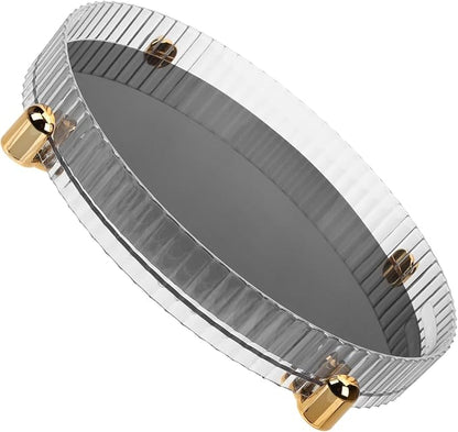 Baluue Rotating Makeup Organizer Tray Transparent Cosmetics Storage Box by Baluue