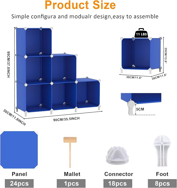 AWTATOS Cube Storage Organizer, 6 Cube Closet Organizers and Storage Shelves - Image 3
