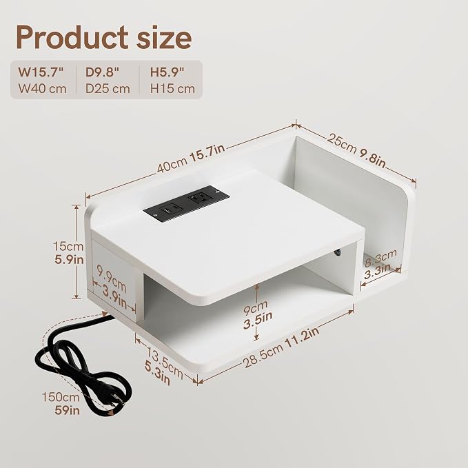 Afuly Floating Nightstand Set of 2 White Night Stand - Image 2