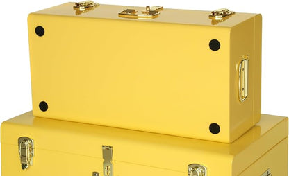 Vixdonos Storage Trunk Chest Decorative Large Metal Box Set of 2 College Dorm - Image 3