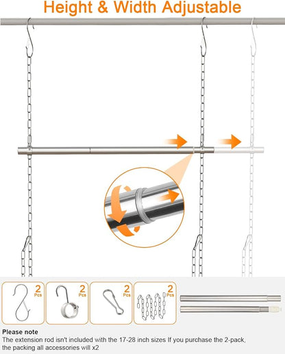Hanging Closet Rod, Adjustable Width and Height Closet Rods Extender, 17-40inch - Image 4