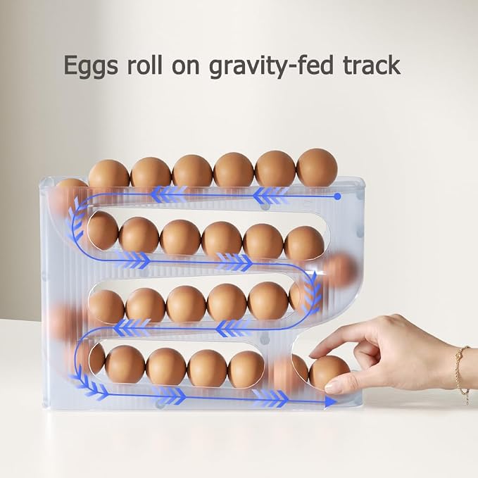 Sotfamily FIFO Egg Holder for Fridge, Egg Organizer for 28 Large Size Eggs | - Image 3