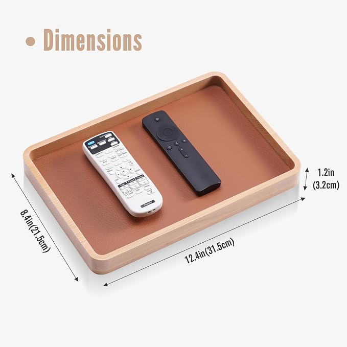 ProCase Wood Valet Tray for Men, Key Tray, Desk & Nightstand -LightBrown | Wood - Image 6