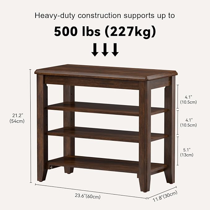 Taitiy Shoe Bench Storage Rubberwood, Entryway Bench - Image 3