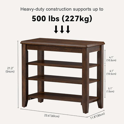 Taitiy Shoe Bench Storage Rubberwood, Entryway Bench - Image 3