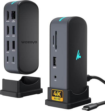 Type C 11 in 1 Wozoyo Docking Station, PD 100W, 2X4K@60Hz HDMI, 4K DisplayPort by Wozoyo