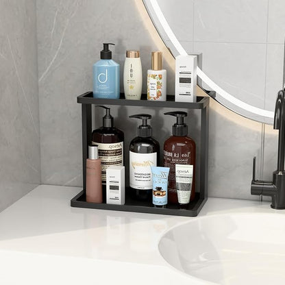 PEKER Bamboo Bathroom Organizer Countertop – Small Vanity Storage Shelf - Image 4